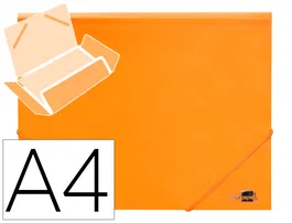 Liderpapel Carpeta Tres Solapas Polipropileno DIN A4 Cierre Gomas Naranja Opaco