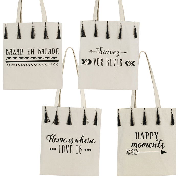 Entre Temps Bolsa Tote Bag Con Flecos De Algodón Con Asas 36x1 cm H.74 cm