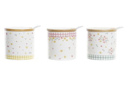 DKD Home Decor Azucarero Vichy Sweet Surtido de 3 Colores