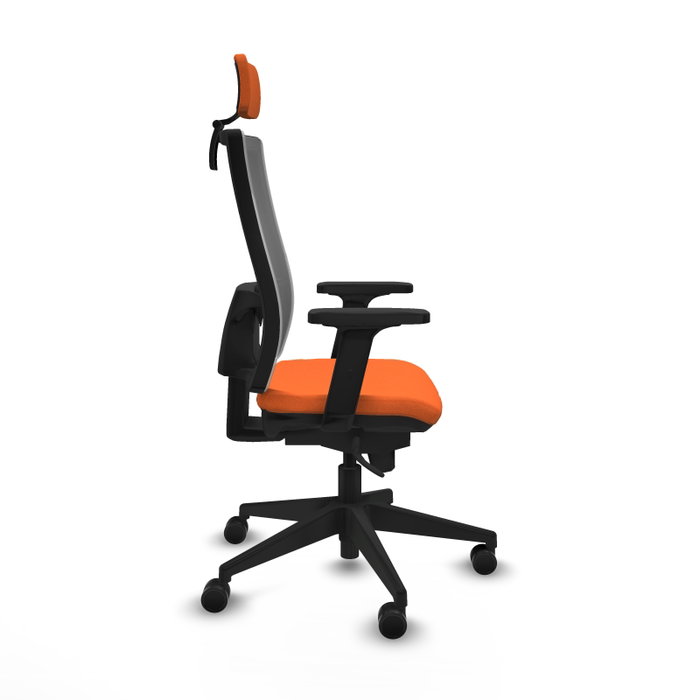 PIQUERAS Y CRESPO Silla de oficina Horna con mecanismo Sincro, Tela Naranja y Malla Gris PIQUERAS Y CRESPO Silla de oficina Horna con mecanismo Sincro, Tela Naranja y Malla Gris