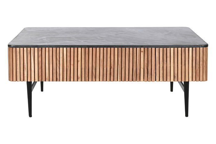 DKD Home Decor Mesa Centro Moderno Negro Natural Acacio Marmol 115 x 65 x 45 cm