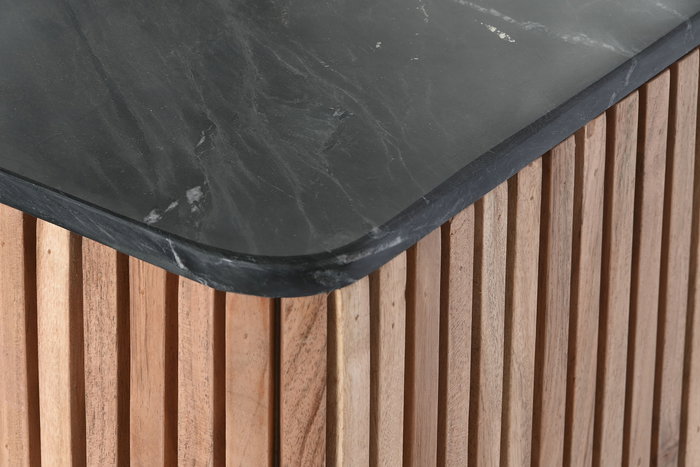 DKD Home Decor Mesa Centro Moderno Negro Natural Acacio Marmol 115 x 65 x 45 cm