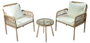 DKD Home Decor Set de 3 Mesas de Metal y Ratán Sintético Marrón Claro