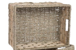 DKD Home Decor Set de 4 Cestas de Almacenamiento de Jacinto de Agua y Seagrass, Natural