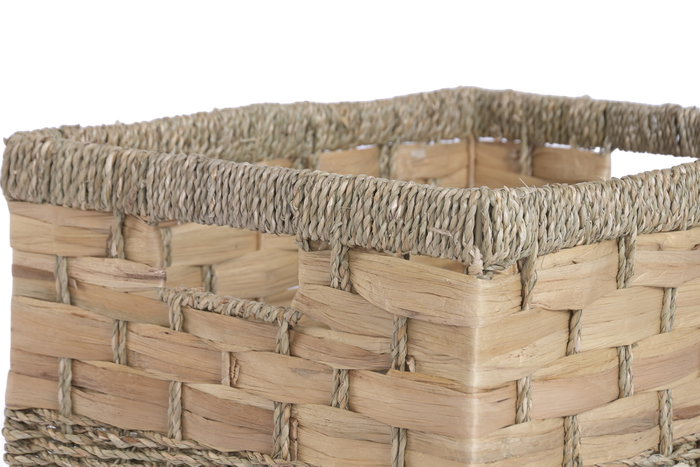 DKD Home Decor Set de 4 Cestas de Almacenamiento de Jacinto de Agua y Seagrass, Natural