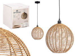 Giftdecor Lámpara de Techo Esfera Cuerda, Negro/Marrón, 28x29.5x28 cm, Metal/Papel/Plástico, 40W E27 (No Incluida) (Set de 4)