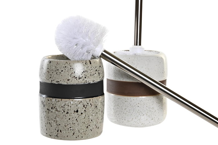 DKD Home Decor Escobillero Básico Beige Blanco Gres 11 x 11 x 38 cm (4 Unidades) DKD Home Decor Escobillero Básico Beige Blanco Gres 11 x 11 x 38 cm (4 Unidades)