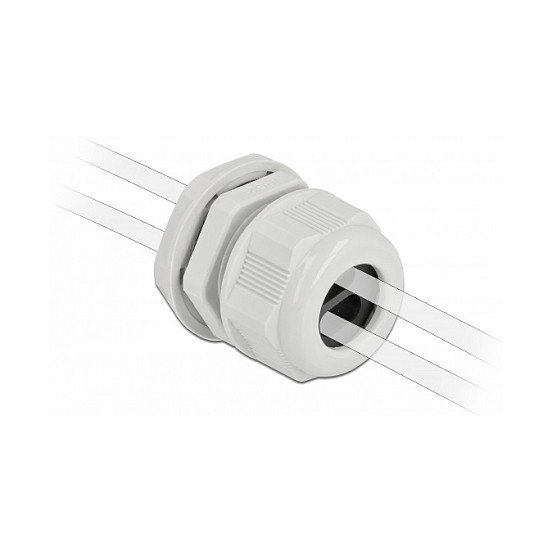 DeLOCK Prensaestopas PG21 para cable plano con dos entradas, Gris, 2 piezas DeLOCK Prensaestopas PG21 para cable plano con dos entradas, Gris, 2 piezas