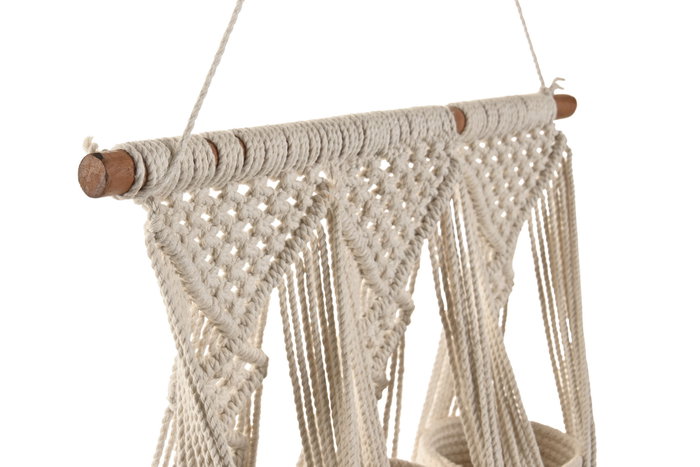 DKD Home Decor Macetero Algodón Madera Macrame Crudo
