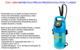 MATABI Pulverizador Previa Presión Evolution 7 (5 L.)