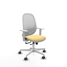 PIQUERAS Y CRESPO Silla de oficina Cilanco con mecanismo Sincro/Traslack, Crema y Blanco