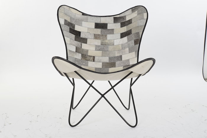 DKD Home Decor Silla Metal Piel Mariposa Blanca DKD Home Decor Silla Metal Piel Mariposa Blanca