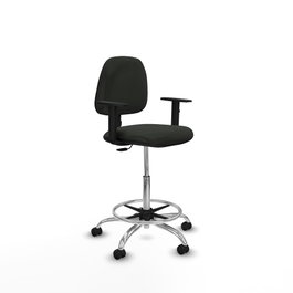 PIQUERAS Y CRESPO Taburete Isso CP Bali negro con brazos 1D y base cromada