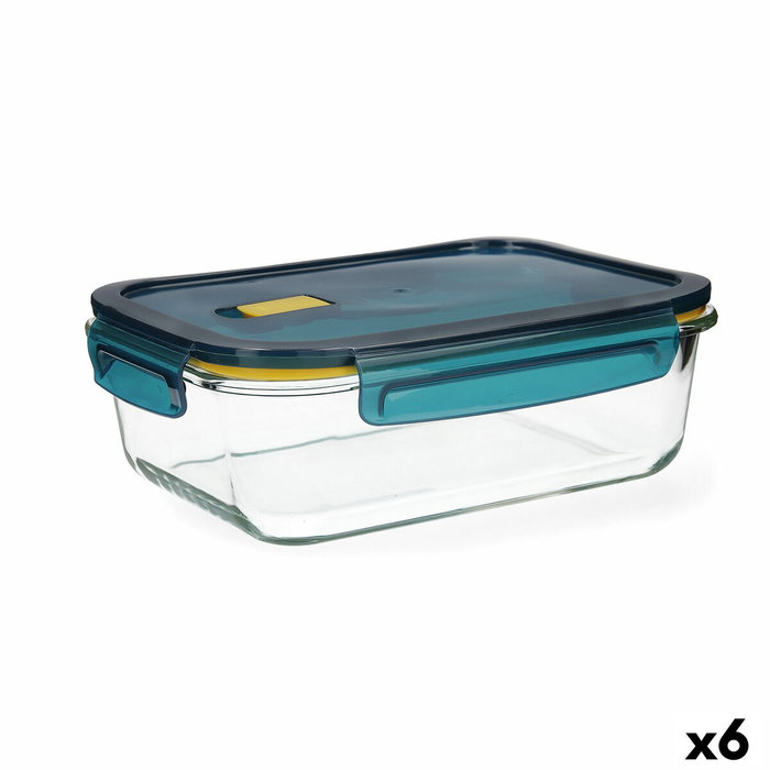 Quid Set de 6 Recipientes Herméticos Astral de Vidrio Azul 152 cL