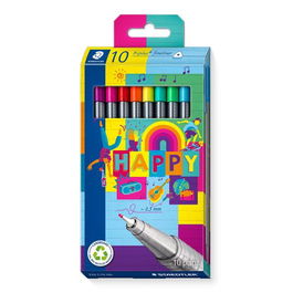 Staedtler Rotulador Triplus Fineliner 334 Punta Superfina, Estuche 10 Colores Surtidos