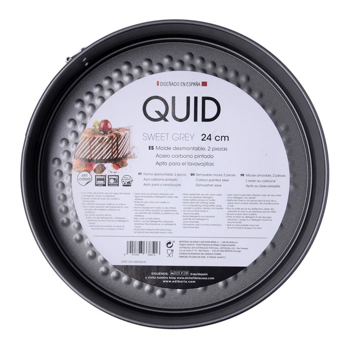 Molde Redondo Desmontable Acero Pintado Sweet Grey Quid 24x6,8 cm (8 Unidades)