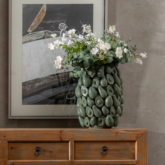 Jarrón Verde Cerámica Decoración 33 X 32,50 X 44 cm