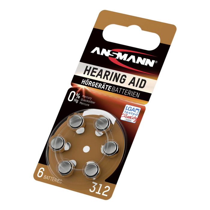 Ansmann Baterías Zinc-Air 312 (PR41) para Audífonos, 6 unidades Ansmann Baterías Zinc-Air 312 (PR41) para Audífonos, 6 unidades