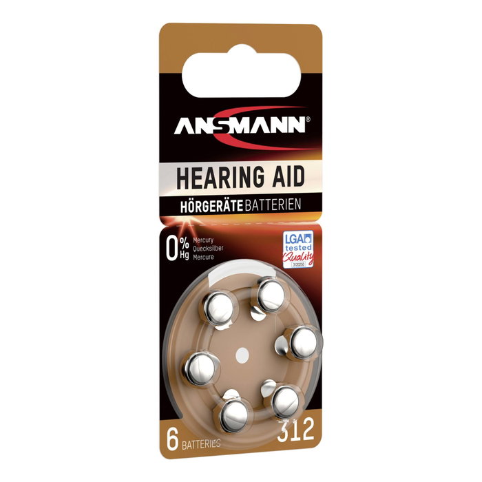 Ansmann Baterías Zinc-Air 312 (PR41) para Audífonos, 6 unidades Ansmann Baterías Zinc-Air 312 (PR41) para Audífonos, 6 unidades
