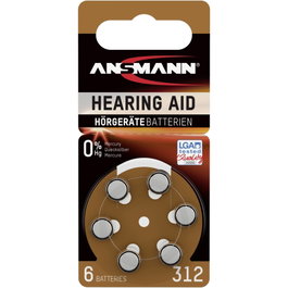 Ansmann Baterías Zinc-Air 312 (PR41) para Audífonos, 6 unidades