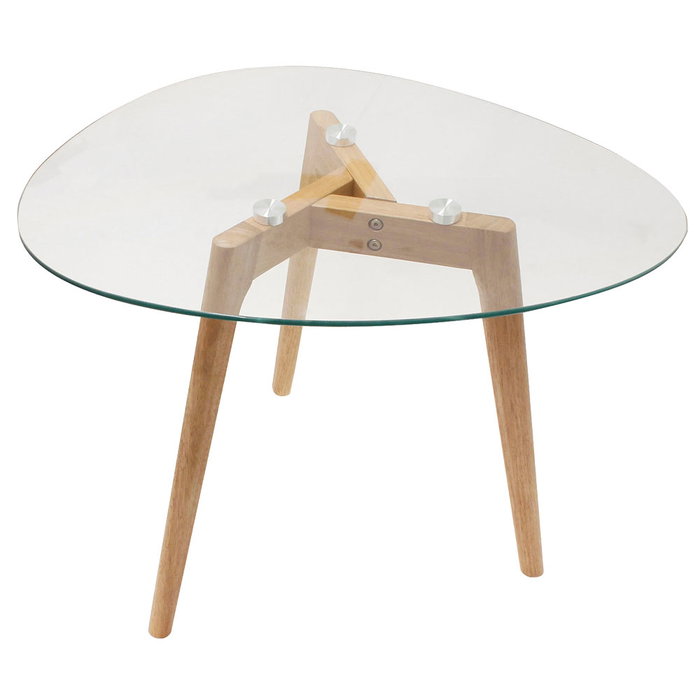 Home Deco Factory - Juego de 2 Mesas Nido de Cristal Templado con Patas de Caucho, Forma Irregular, Mesa Grande 60x45 cm y Pequeña 50x38 cm