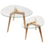Home Deco Factory - Juego de 2 Mesas Nido de Cristal Templado con Patas de Caucho, Forma Irregular, Mesa Grande 60x45 cm y Pequeña 50x38 cm