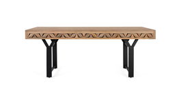 GINER Y COLOMER Mesa de Comedor Rectangular en Madera de Mango 200 cm, Estilo Rústico Industrial con Base en Forma de Y