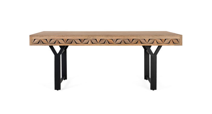 GINER Y COLOMER Mesa de Comedor Rectangular en Madera de Mango 200 cm, Estilo Rústico Industrial con Base en Forma de Y GINER Y COLOMER Mesa de Comedor Rectangular en Madera de Mango 200 cm, Estilo Rústico Industrial con Base en Forma de Y