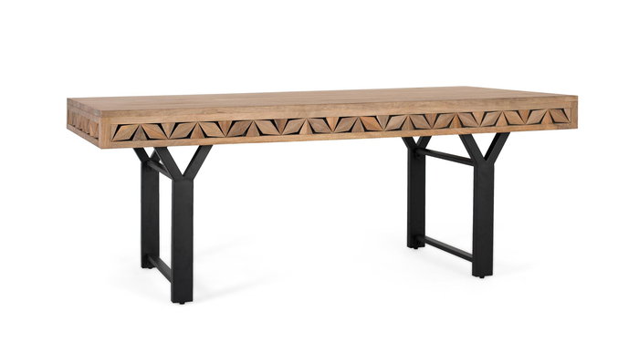 GINER Y COLOMER Mesa de Comedor Rectangular en Madera de Mango 200 cm, Estilo Rústico Industrial con Base en Forma de Y GINER Y COLOMER Mesa de Comedor Rectangular en Madera de Mango 200 cm, Estilo Rústico Industrial con Base en Forma de Y