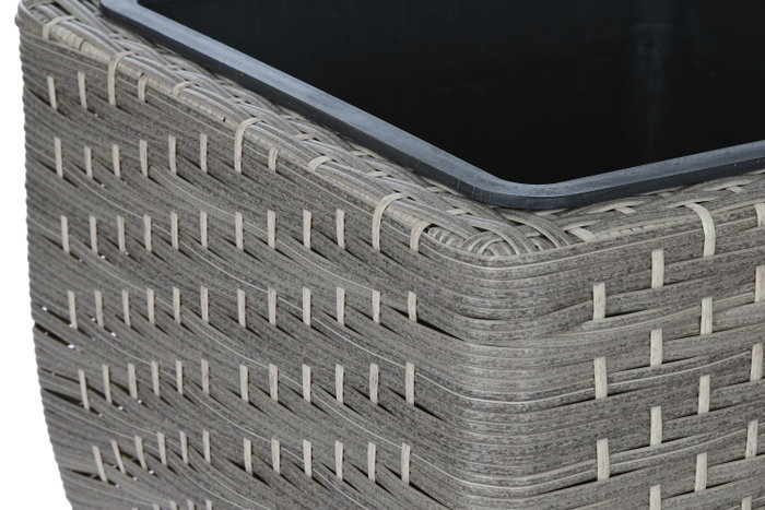 DKD Home Decor Macetero Terraza y Jardín Natural Ratán Sintético PP Set 3 Piezas 40 x 40 x 36 cm