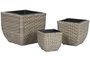 DKD Home Decor Macetero Terraza y Jardín Natural Ratán Sintético PP Set 3 Piezas 40 x 40 x 36 cm