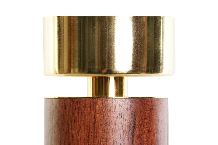 DKD Home Decor Portavelas de Acacia y Aluminio Marrón y Dorado