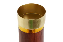 DKD Home Decor Portavelas de Acacia y Aluminio Marrón y Dorado
