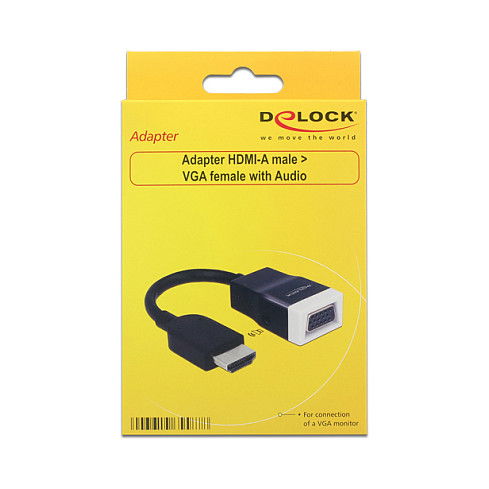 DeLOCK Adaptador 65587 HDMI Macho a VGA Hembra + Audio 3.5mm - Conversor HDMI a VGA con Resolución 1920x1200 - Negro y Blanco DeLOCK Adaptador 65587 HDMI Macho a VGA Hembra + Audio 3.5mm - Conversor HDMI a VGA con Resolución 1920x1200 - Negro y Blanco