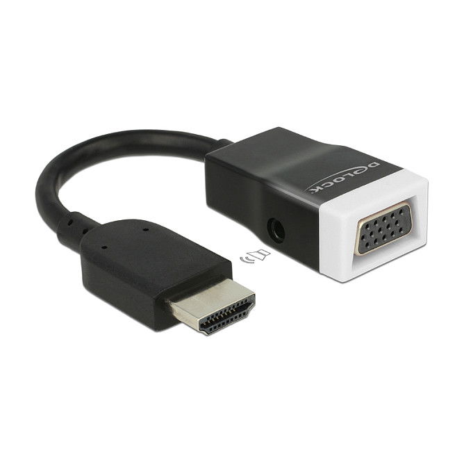 DeLOCK Adaptador 65587 HDMI Macho a VGA Hembra + Audio 3.5mm - Conversor HDMI a VGA con Resolución 1920x1200 - Negro y Blanco DeLOCK Adaptador 65587 HDMI Macho a VGA Hembra + Audio 3.5mm - Conversor HDMI a VGA con Resolución 1920x1200 - Negro y Blanco