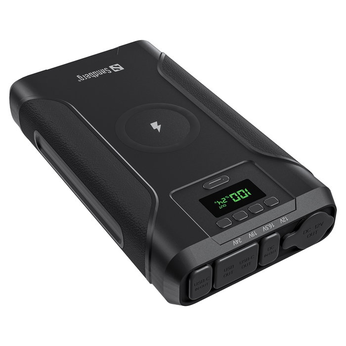 SANDBERG 421-15 Survivor Powerbank 7in1 76800 mAh, 100W PD, Carga Inalámbrica 15W, Resistente al Agua IPX4, Linterna, Negro SANDBERG 421-15 Survivor Powerbank 7in1 76800 mAh, 100W PD, Carga Inalámbrica 15W, Resistente al Agua IPX4, Linterna, Negro