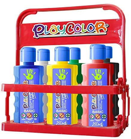 Playcolor Pack 6 Botes de Pintura de Dedos Finger Paint Basic 40ml Colores Surtidos