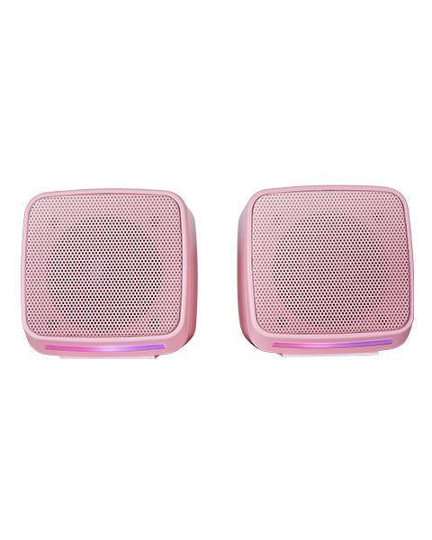 Mars Gaming Altavoces PC MSPRO Rosa, 10W, Iluminación RGB Flow Dinámica, Estéreo, Conexión Jack 3.5mm, Control de Volumen, Diseño Compacto para Gaming