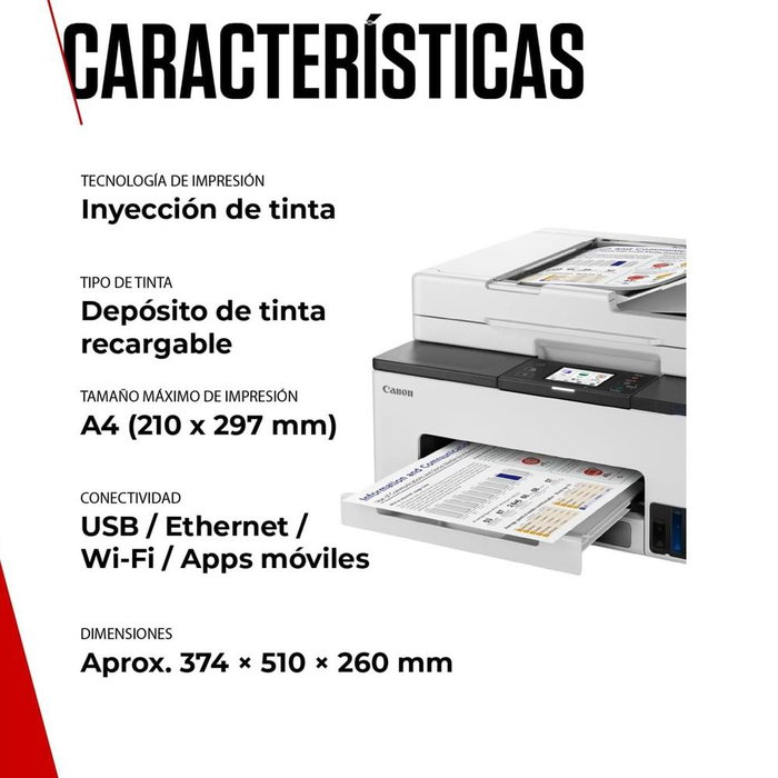 Canon MAXIFY GX2051 Megatank Multifunción Inyección con Depósitos de Tinta Recargables, ADF y Fax