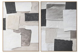 DKD Home Decor Cuadro Madera Abstracto Surtido de 2 Piezas