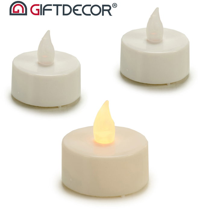 Giftdecor Set 4 Velas Tealight Led Blancas Plástico con Pilas Incluidas 17 x 13.5 x 4 cm (Set de 24)