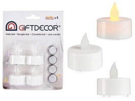 Giftdecor Set 4 Velas Tealight Led Blancas Plástico con Pilas Incluidas 17 x 13.5 x 4 cm (Set de 24)