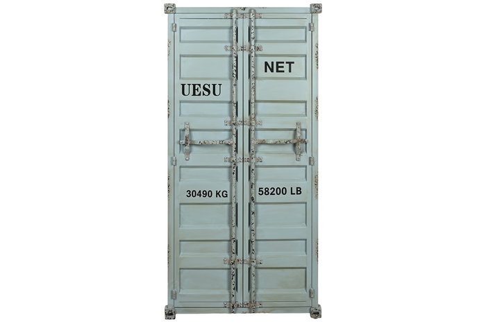 DKD Home Decor Botellero Vintage Azul Celeste Metal y MDF 41 x 157.5 x 76.5 cm