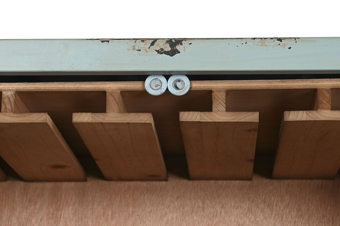 DKD Home Decor Botellero Vintage Azul Celeste Metal y MDF 41 x 157.5 x 76.5 cm