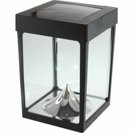 Aucune Mini portavelas solar de mesa con paredes de cristal - Negro