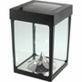 Aucune Mini portavelas solar de mesa con paredes de cristal - Negro