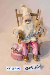 DKD Home Decor Figura Navidad Fantasia Rosa Gris Poliester Madera 25 x 35 x 23 cm