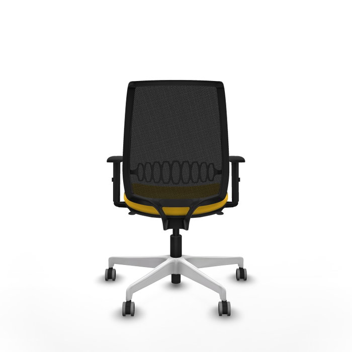 PIQUERAS Y CRESPO Silla de oficina Alares sincro con malla negra y similpiel amarillo PIQUERAS Y CRESPO Silla de oficina Alares sincro con malla negra y similpiel amarillo