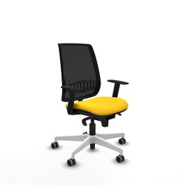 PIQUERAS Y CRESPO Silla de oficina Alares sincro con malla negra y similpiel amarillo