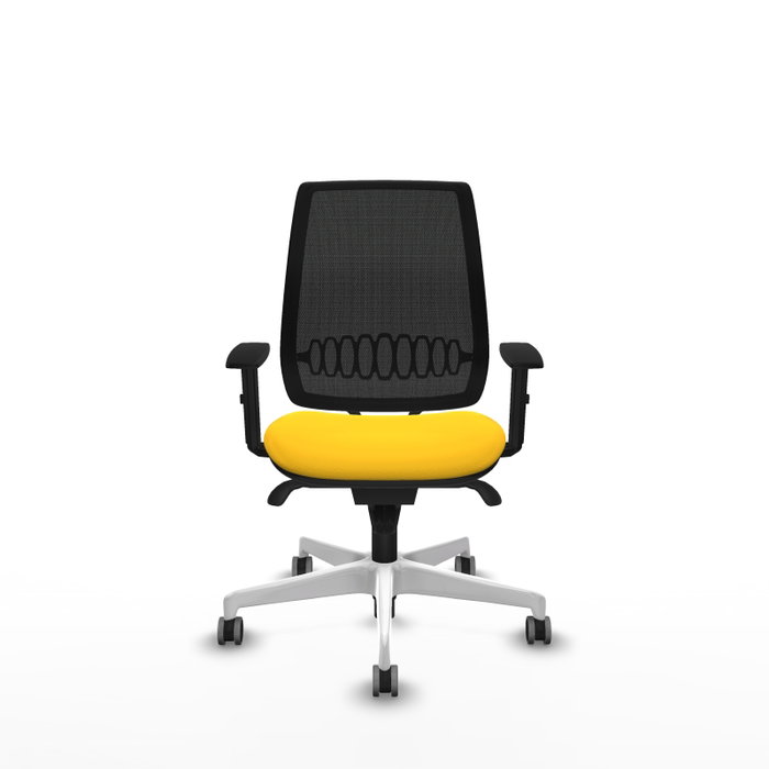PIQUERAS Y CRESPO Silla de oficina Alares sincro con malla negra y similpiel amarillo PIQUERAS Y CRESPO Silla de oficina Alares sincro con malla negra y similpiel amarillo